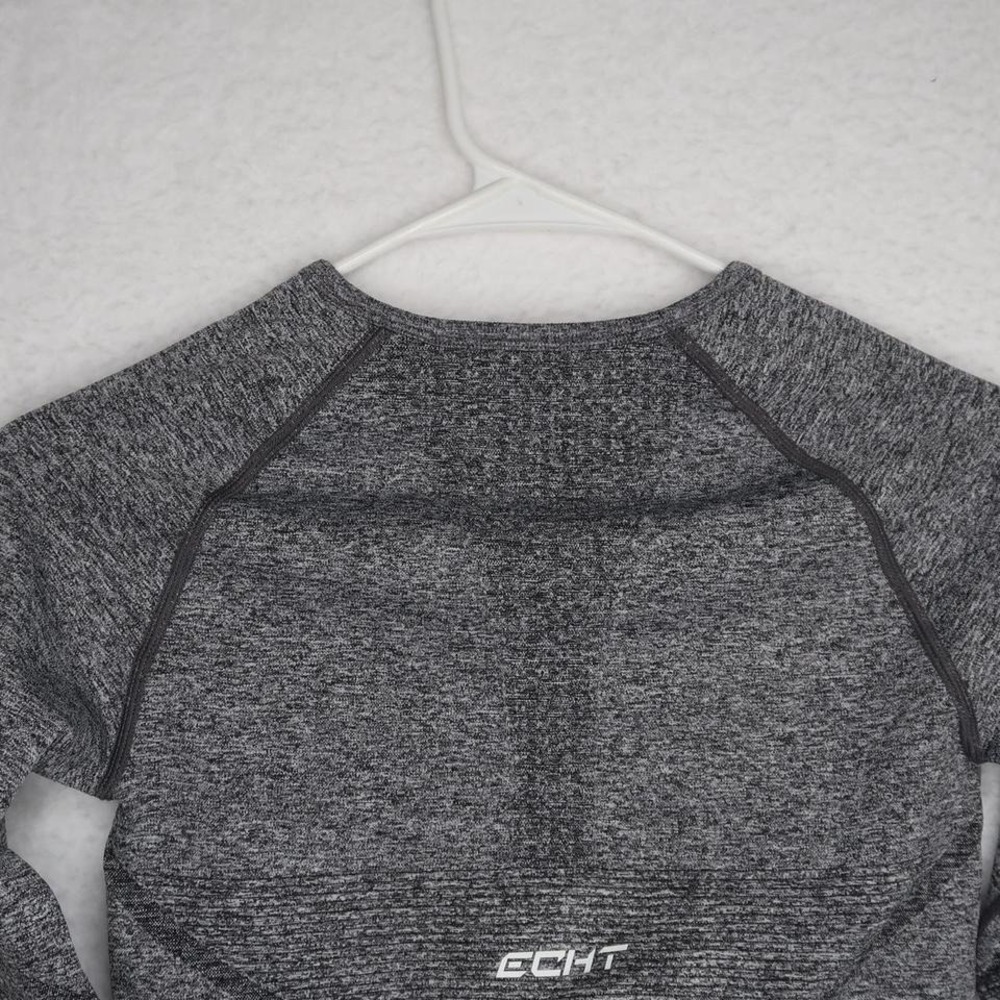 Echt Women's Dark Grey Cropped Long Sleeve Top Sz S Activewear Workout Gym - Picture 6 of 7